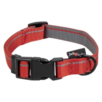 Afbeelding van Jack and Vanilla Klikhalsband voor honden Hondenhalsband Nylon Kliksluiting Stripe Rood / grijs L 31 t/m 47 cm