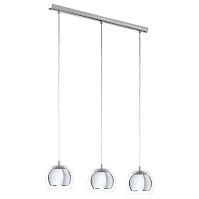 Afbeelding van EGLO Rocamar Hanglamp E27 3 Lichts Lengte 78 cm glas Grijs/Zilver