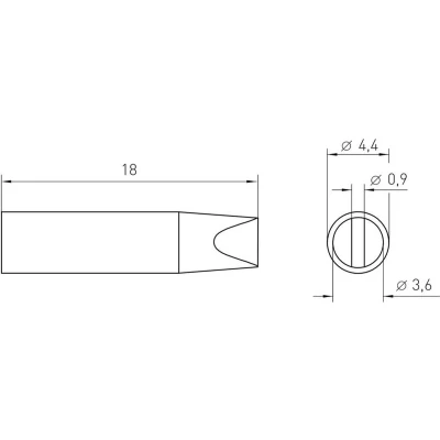 Afbeelding van Weller RTM 036 S MS soldeerpunt Beitelvorm Grootte 3.6 mm Lengte soldeerpunt: 18 Inhoud: 1 stuk(s)