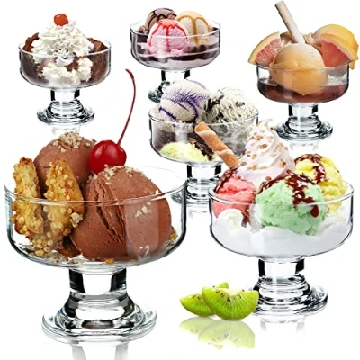 Afbeelding van KADAX IJsbekerset, glazen ijsschalen, dessertglazen met voet, ijsglazen, dessertkommen voor ijs, desserts, fruit, voorgerechten, cocktails, dessertglazen, ijsglazen (6, 180 ml)