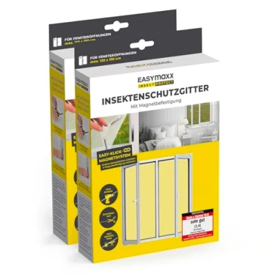 Afbeelding van EASYmaxx Insect Protect 2 stuks vliegengaas voor ramen met magnetische bevestiging, op maat te snijden, tot 150 x 180 cm, eenvoudige montage