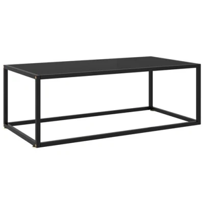 Afbeelding van Salontafel met zwart glas 100x50x35 cm