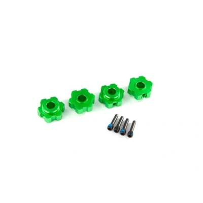 Afbeelding van Wheel hubs, hex, aluminum (green anodized) (4)/ 4x13mm screw pins (4)