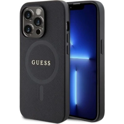 Afbeelding van Guess Saffiano Back Case (MagSafe Compatible) Apple iPhone 15 Pro Max (6.7&quot;) Zwart