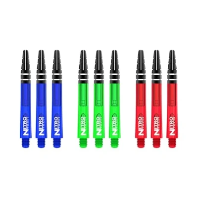 Afbeelding van RED DRAGON Nitrotech Selectiepakket 2 Groen, Blauw en Rood Medium Dartschachten 3 sets per pakket (9 in totaal)