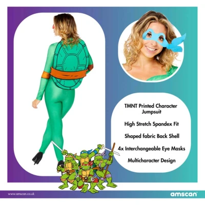 Afbeelding van AMSCAN Ninja Turtle Vermomming met 4 damesmaskers XL