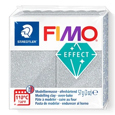Image de STAEDTLER FIMO 8010 812 Pâte à modeler polymère durcissant au four Argenté pailleté 57 g