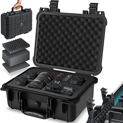Afbeelding van KESSER® Camerakaker, camerakoffer, transportkoffer, camerabescherming, schuim, zwart, M, modern, zwart., Modern