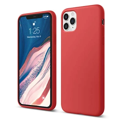 Afbeelding van elago Liquid Silicone Case, compatibel met iPhone 11 Pro Max, hoes (6,5 inch), siliconen telefoonhoes, rondom bescherming: 3 laags beschermhoes (rood)