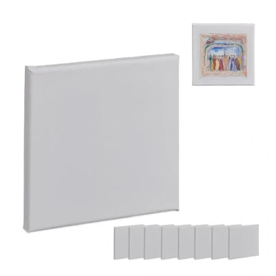 Afbeelding van Relaxdays schildersdoek set van 10 15 x cm wit