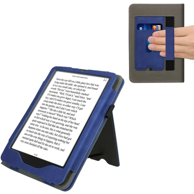 Afbeelding van kwmobile E reader hoesje geschikt voor Amazon Kindle Paperwhite (2024)/Colorsoft hoes flip case van kunstleer Ereader cover met stand In donkerblauw