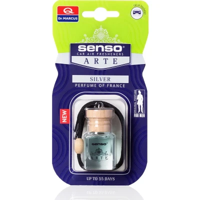 Afbeelding van Dr. Marcus Senso Arte Silver autogeurtje met neutrafresh technologie Luchtverfrisser auto Tot 55 dagen geurverspreiding 6 ml