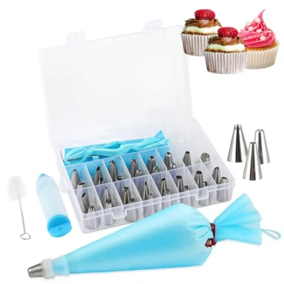 Afbeelding van Set van 42 spuitmonden voor taartdecoratie, spuitzak, professionele bakaccessoires, geschikt amateur en bakkers
