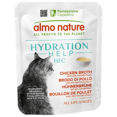 Afbeelding van 6x50g Almo Nature HFC Hydration Help kippenbouillon met kipfilet natvoer voor katten