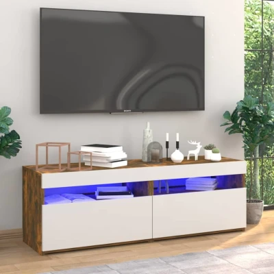 Afbeelding van Tv meubels 2 st met LED verlichting 60x35x40 cm gerookt eiken