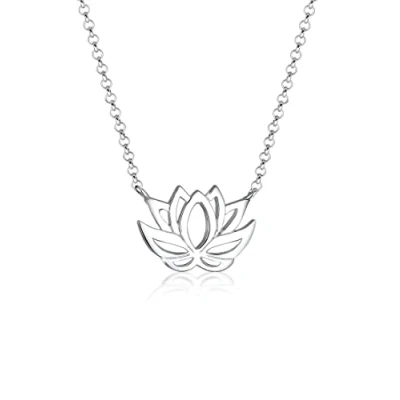 Afbeelding van Elli Lotus Flower Ketting silvercoloured, Dames, Maat: 45, Silver coloured