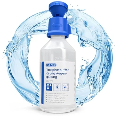 Afbeelding van oogspoeling 250 ml fosfaatbufferoplossing oogwash neutraliserende oogdouche steriele oogspoeloplossing pH neutraal oogreiniger bad