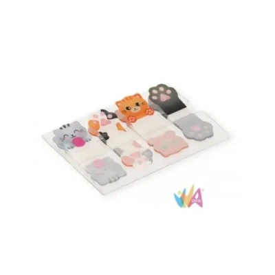 Afbeelding van Legami Keep in Mind zelfklevende bladwijzer, 80 bladwijzers (20 x 4), beschrijfbare en verwijderbare stickers, Kitty thema, 7 5,5 cm