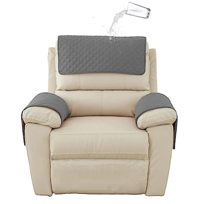 Afbeelding van GYHH Sofa Armsteun Cover, Hoofdsteunhoes voor Kantelbare Stoel Armhoes, Gewatteerde Antislip Stoelhoes (Donkergrijs, 1 Seat Recliner 3 stuks)