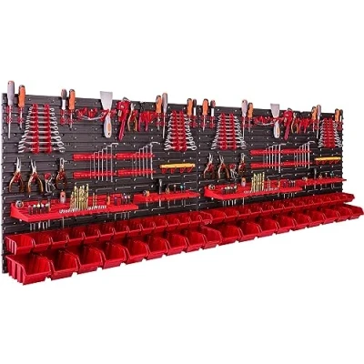 Afbeelding van Opbergsysteem, wandrek, 230 x 78 cm, gereedschapshouder, 46 stuks, modulair opbergrek voor gereedschap met opbergdozen