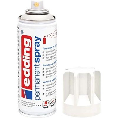 Afbeelding van edding 5200 spray permanent blanc trafic mat 200 ml peinture acrylique pour peindre ou décorer verre, métal, bois, céramique, plastique, toile en aérosol