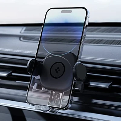 Afbeelding van Spigen UTS12 OneTap Universele Ventilatierooster Auto Houder voor Telefoon 360 Draaibaar 4 tot 8 Inch Smartphones Zwart