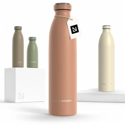 Afbeelding van LARS NYSØM &#039;Ren&#039; Roestvrijstalen drinkfles 750ml BPA vrije geïsoleerde waterfles 0,75 Liter Nude