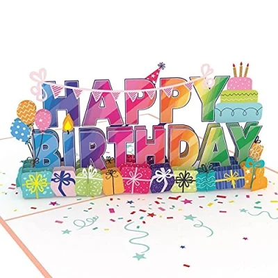 Afbeelding van papercrush® pop up verjaardagskaart &quot;Happy Birthday&quot; 3D geldcadeau voor kinderen, tieners, vrouwen en mannen wenskaart meisjes jongens