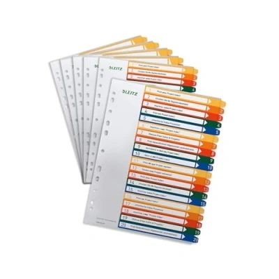 Afbeelding van Leitz 12960000 tabbladen, polypropyleen, beschrijfbaar, meerkleurig, 1 tot 20, 6 stuks