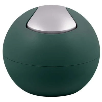 Image de Spirella Poubelle Salle de Bains Récipient à cosmétiques 1 Litre Finition Brillante ou Mate Boîte ordures Couvercle pivotant Table Vert foncé Mat