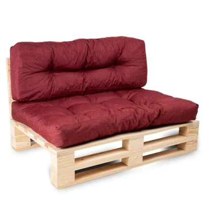 Afbeelding van Palletkussens/matras, bank, fauteuil, zitting voor europallets, en rugleuning (rood, set 1 120 x 40 cm + 80 cm)