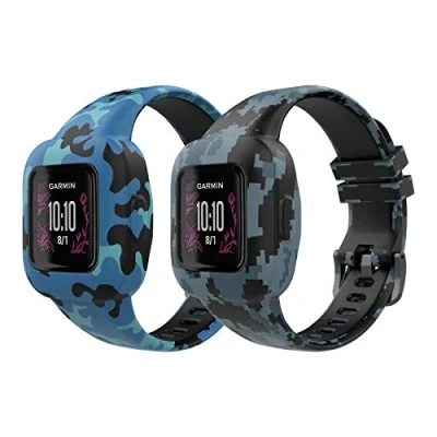 Afbeelding van MoKo Set van 3 armbanden compatibel met Garmin Vivofit JR 3, zachte siliconen verstelbare reservearmband bedrukt patroon