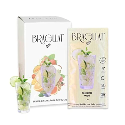 Afbeelding van BRAGULAT Fruitdrank mojito smaak Instant dranken en verfrissingen poeder aroma&#039;s zonder suiker met fruit, vitamine C B12 water 15 zakjes