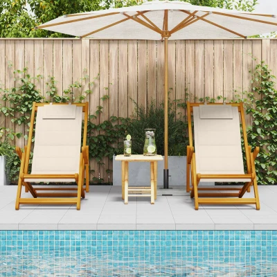 Afbeelding van vidaXL Inklapbare Strandstoelen Set van 2 Crème Textileen
