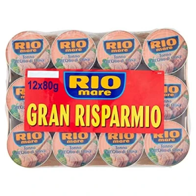 Image de Rio Mare: lot de 12 canettes thon dans l&#039;huile d&#039;olive, qualité jaune, 12, 80 g chacune, 960 au total