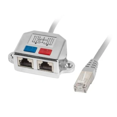 Image de Lanberg ad 0026 s rj45 vers fiche femelle 2 x répartiteur fast ethernet adaptateur t gris