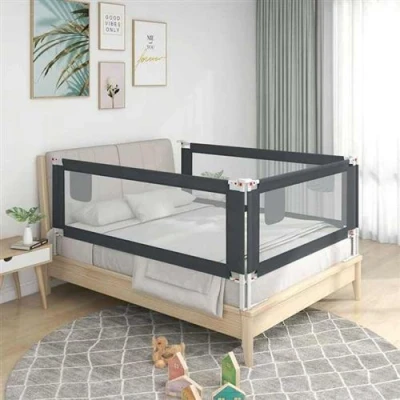 Afbeelding van vidaXL Bedhekje peuter 100x25 cm stof donkergrijs