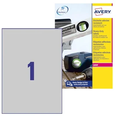 Afbeelding van Etiket Avery L6013 20 210x297mm zilver 20stuks