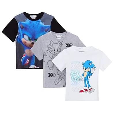 Afbeelding van Sonic The Hedgehog Set van 3 T shirts met korte mouwen voor jongens, Meerkleurig