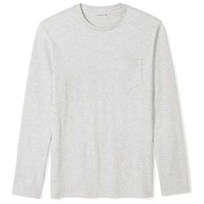 Image de Amazon Essentials T shirt à manches longues pour homme, coupe ajustée, gris clair chiné, M