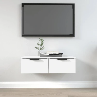 Afbeelding van Wandkast 68x30x20 cm bewerkt hout wit