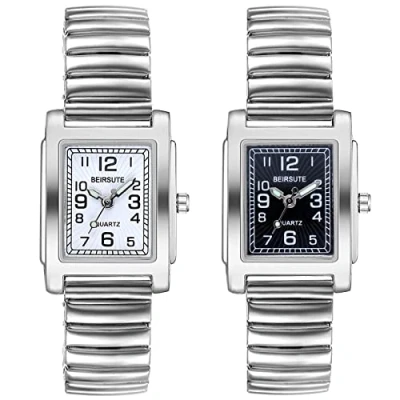 Afbeelding van JewelryWe Dameshorloge, met elastisch bandje, extra dun, makkelijk te lezen, goud /zilverkleurig, Armband