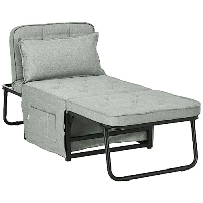 Afbeelding van HOMCOM Verwarmingsstoel, 4 in 1, rugleuning kantelbaar, 5 posities, met kussen en opbergtas, 180 x 64 40 cm, lichtgrijs