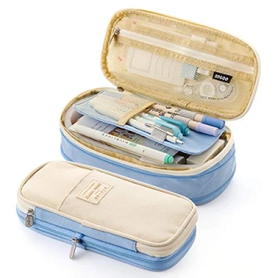 Afbeelding van iSuperb Canvas Pencil Case Mapje Schaalbaar Etui Pennen Schoolmapje voor Meisjes, Jongens en Tieners