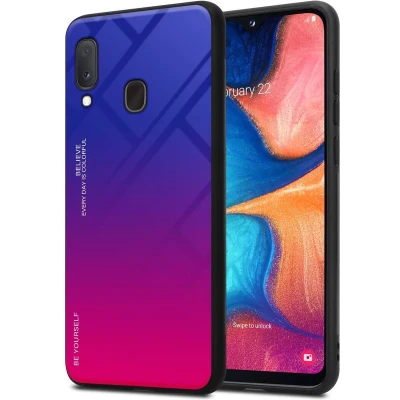 Afbeelding van Cadorabo Hoesje geschikt voor Samsung Galaxy A10e / A20e in PAARS ROOD Tweekleurige beschermhoes van TPU silicone Case Cover en achterzijde gehard glas