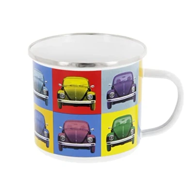 Afbeelding van BRISA VW Collection Volkswagen Grote emaille koffiemok met kleurrijke motieven (500 ml) (meerkleurig/kleurrijk)