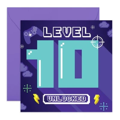 Afbeelding van CENTRAL 23 Verjaardagskaarten voor de 10e verjaardag kinderen Thema videogames Verjaardagskaart jongens Tiende Cadeaus broer, kleinzoon, neef, peetzoon Geleverd met