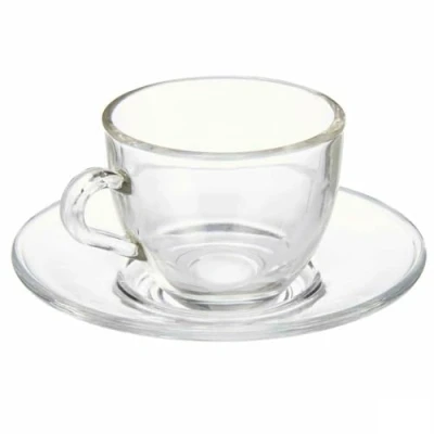 Afbeelding van Kopje met schoteltje Transparant Glas 85 ml (6 Stuks)