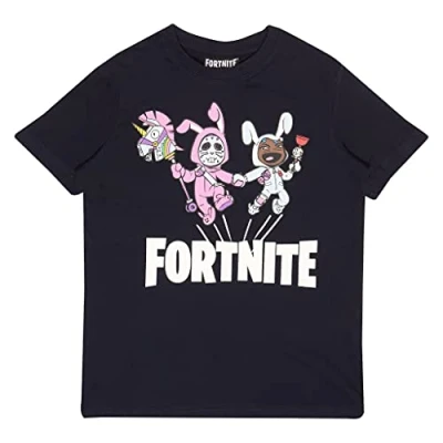 Afbeelding van Fortnite Bunny Trouble Boys T Shirt Navy 9 10 jaar PS4 PS5 Xbox PC Gamer Cadee, Tween Tiener Schuljungen Gaming Top, Kinderkleding, Verjaardagscadeau, Marineblauw, 140, Marinier