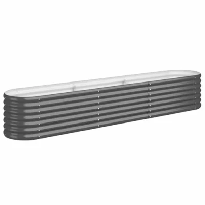 Afbeelding van Plantenbak 224x40x36 cm gepoedercoat staal antracietkleurig